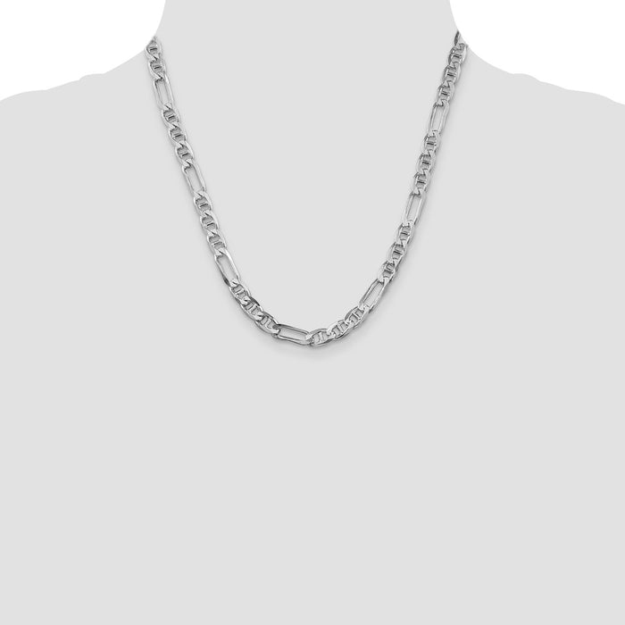 Buy Stylish Rhodium-Plated Sterling Silver 6.5mm Figaro Anchor Chain-4