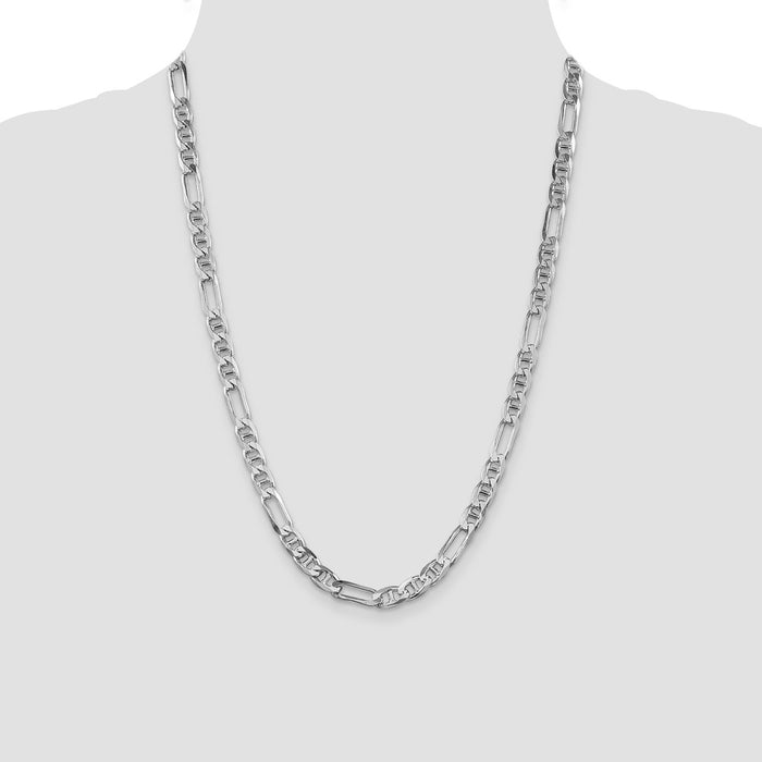 Buy Affordable Rhodium-Plated Sterling Silver 6.5mm Figaro Anchor Chain-4