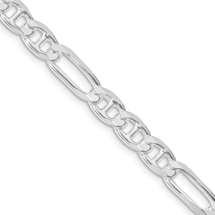 Buy Stylish Rhodium-Plated Sterling Silver Figaro Anchor Chain - 6.5mm-1