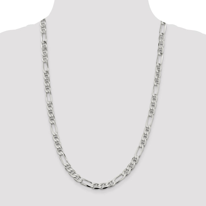 Exclusive 7.5mm Sterling Silver Figaro Anchor Link Chain - Stylish Value-4