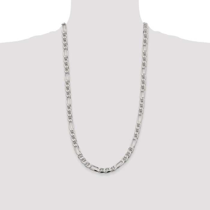 High-Quality 7.5mm Sterling Silver Figaro Anchor Chain - Stylish Value!-4