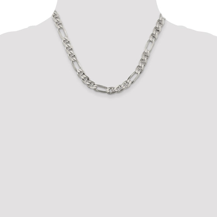 Buy Stylish 8.25mm Sterling Silver Figaro Anchor Link Chain - Affordable Luxury-4