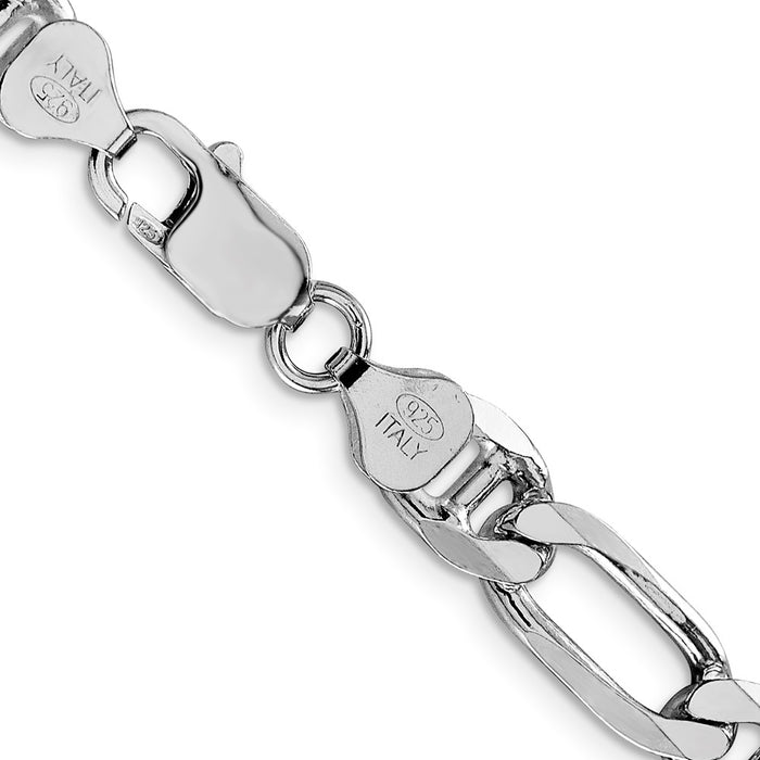 Buy Luxury Rhodium-Plated Sterling Silver Figaro Anchor Chain - 8.25mm-3