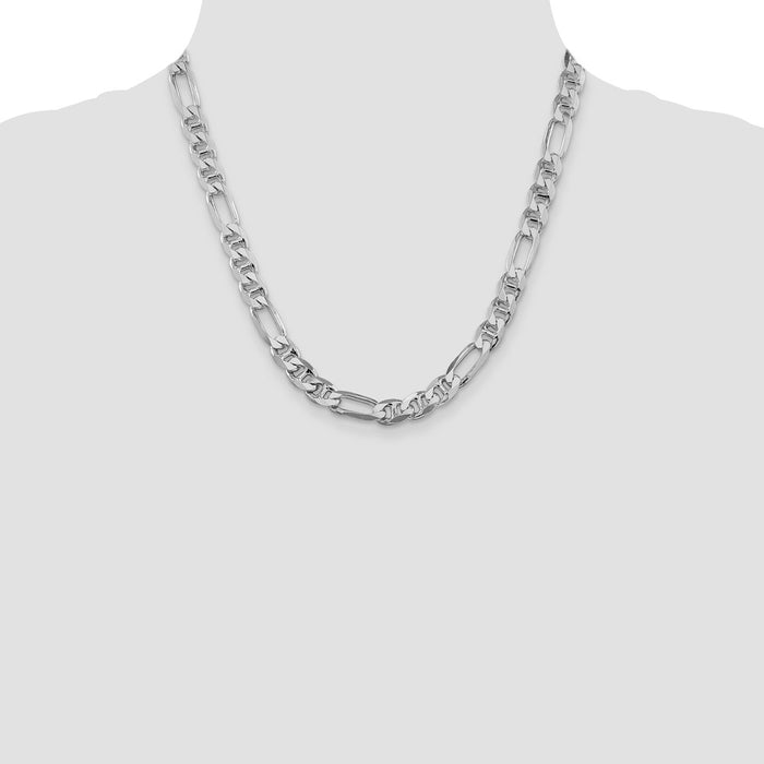 Buy Stylish Rhodium-Plated Sterling Silver 8.25mm Figaro Anchor Chain - Luxury Value-4