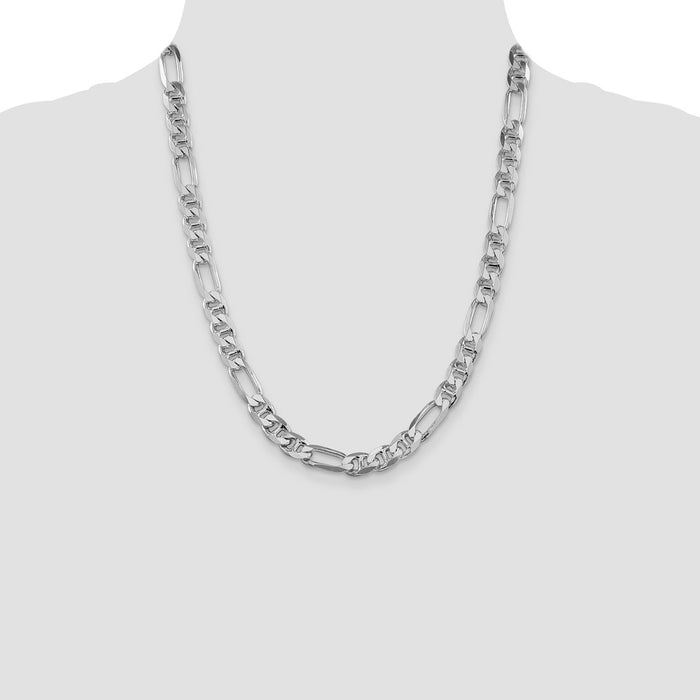 Buy Luxury Rhodium-Plated Sterling Silver Figaro Anchor Chain - 8.25mm-4