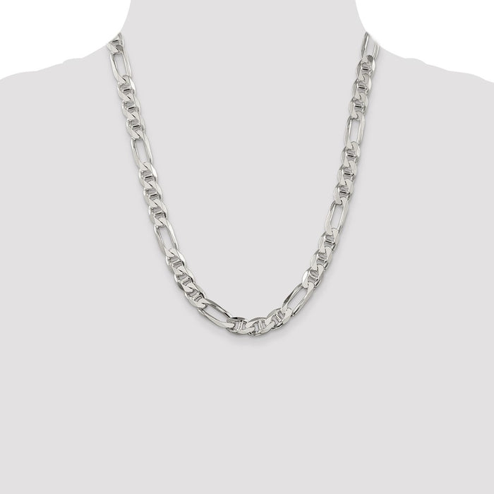 Buy Stylish 8.75mm Sterling Silver Figaro Anchor Link Chain - Affordable Luxury-4