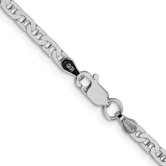 Designer Rhodium-Plated 3mm Flat Anchor Chain in Sterling Silver - Affordable Luxury-3