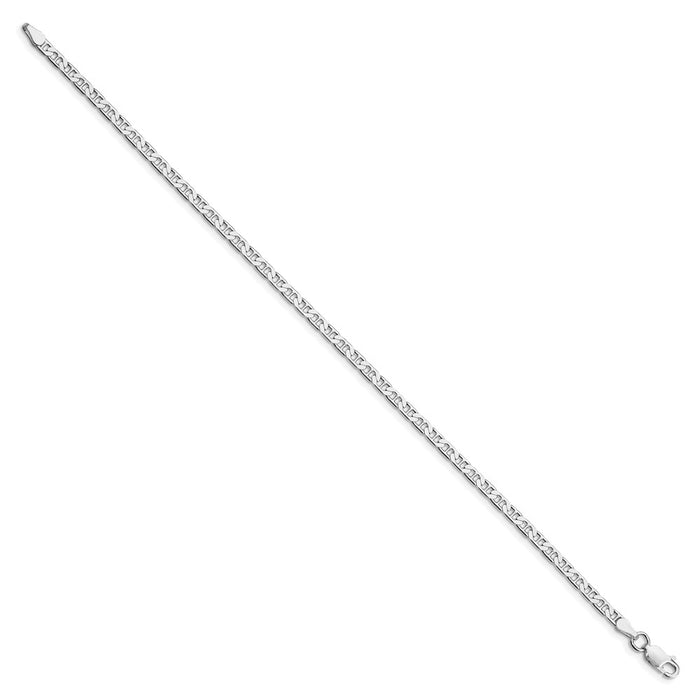 Buy Stylish Rhodium-Plated Sterling Silver 3mm Anchor Chain Anklet - Value!-2
