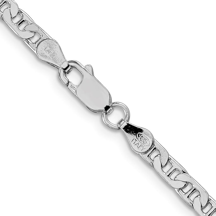 Buy Stylish Rhodium-Plated Sterling Silver Flat Anchor Chain - 3.75mm-3