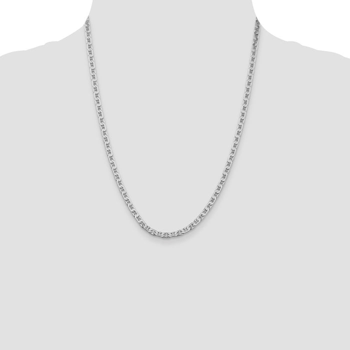 Buy Stylish Rhodium-Plated Sterling Silver 3.75mm Flat Anchor Chain - Affordable Elegance-4