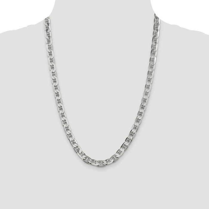 High-Quality 7mm Flat Anchor Chain in Sterling Silver - Stylish & Affordable!-4