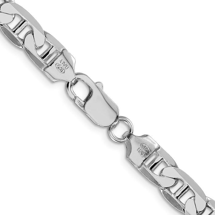 Buy Stylish Rhodium-Plated 7mm Flat Anchor Chain in Sterling Silver - Affordable Elegance-3