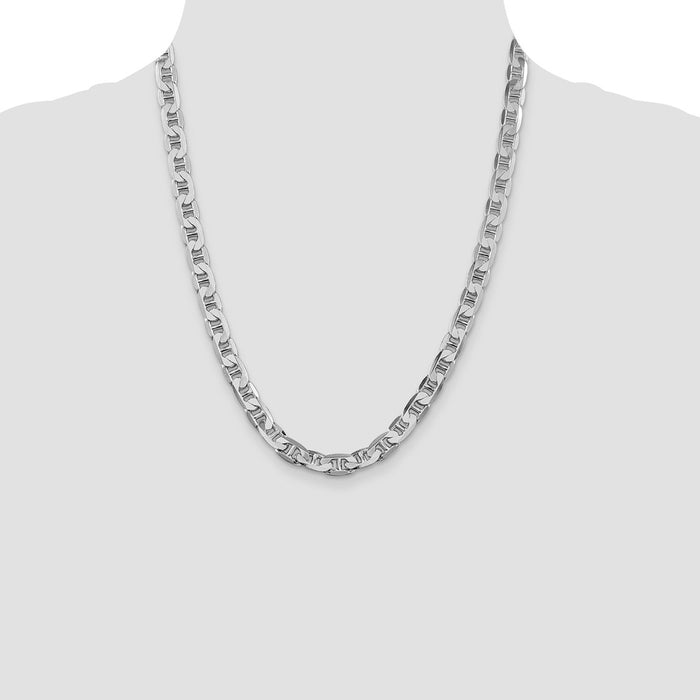 Buy Stylish Rhodium-Plated 7mm Flat Anchor Chain in Sterling Silver - Affordable Elegance-4