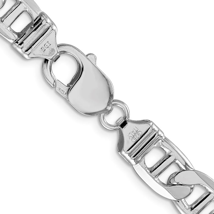 Buy Stylish Rhodium-Plated Sterling Silver 9.5mm Flat Anchor Chain - Affordable Luxury-3