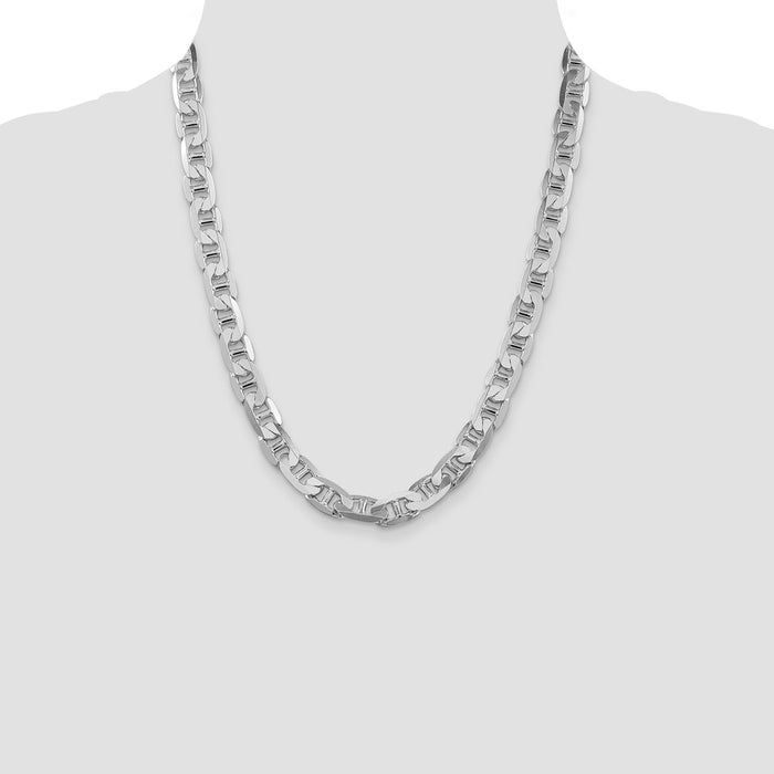 Buy Stylish Rhodium-Plated Sterling Silver 9.5mm Flat Anchor Chain - Affordable Luxury-4