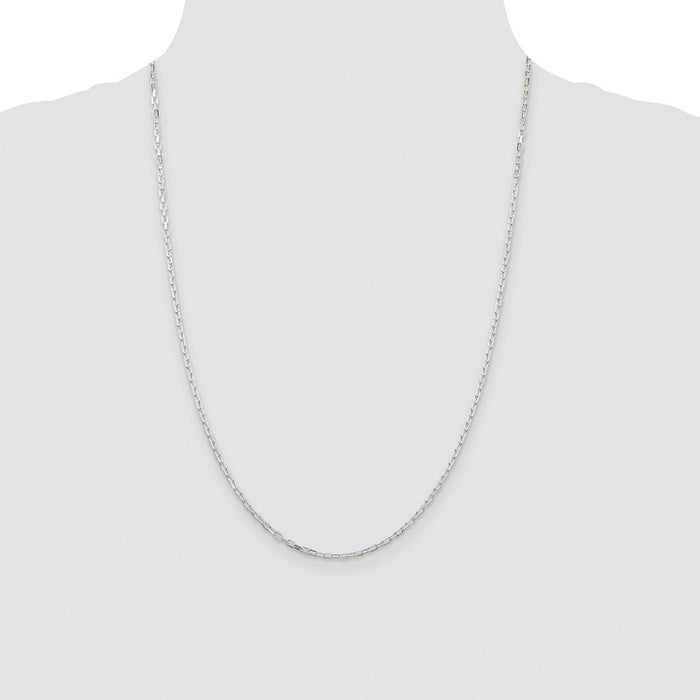 High-Quality Rhodium-Plated Sterling Silver 2.2mm Diamond-Cut Chain - Stylish Value!-4