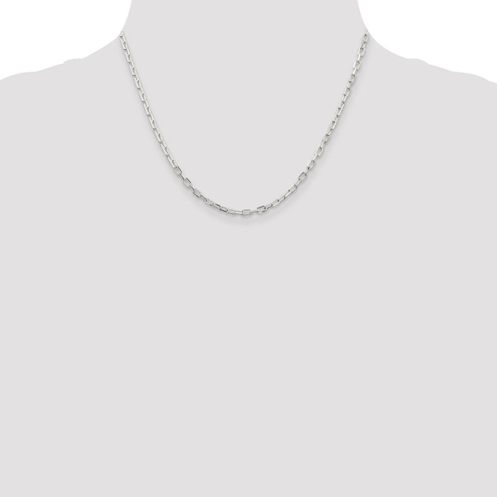 High-Quality 2.9mm Diamond-Cut Long Link Cable Chain Necklace in Sterling Silver-4