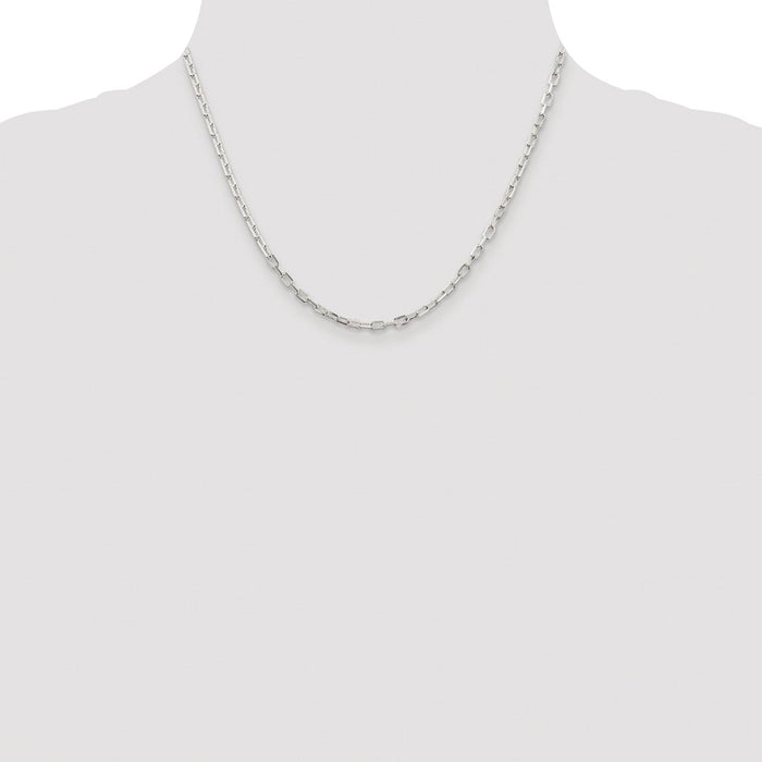 Exclusive 2.9mm Rhodium-Plated Sterling Silver Long Link Chain - Stylish Value-4