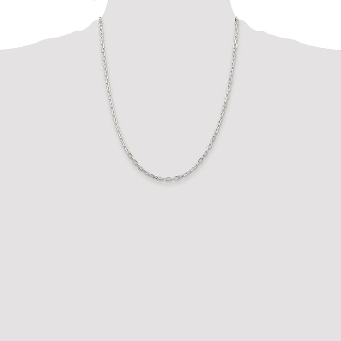 Buy Stylish 2.9mm Rhodium-Plated Sterling Silver Long Link Cable Chain-4