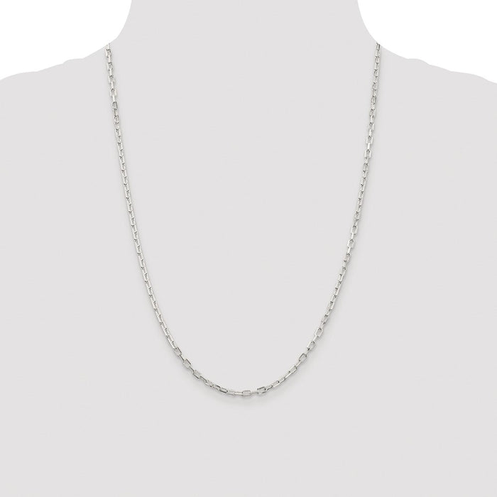 Buy Stylish 2.9mm Rhodium-Plated Sterling Silver Long Link Cable Chain-4