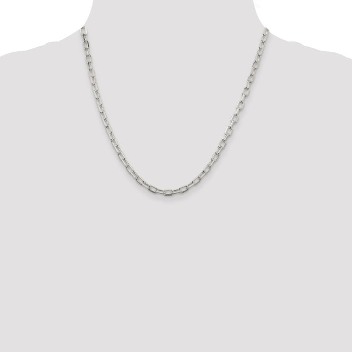 Exclusive 4.5mm Diamond-Cut Long Link Chain in Sterling Silver - Stylish Value!-4
