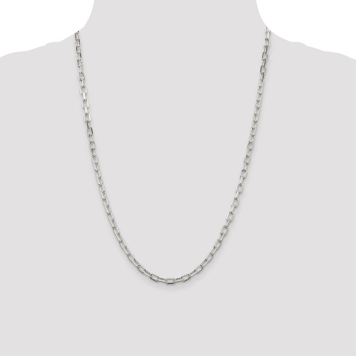Buy Stylish 4.5mm Diamond-Cut Long Link Chain in Sterling Silver - Luxury Value-4