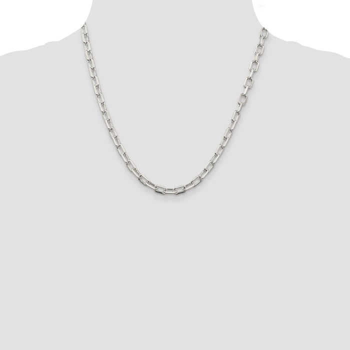 Buy Stylish 5.75mm Diamond-Cut Sterling Silver Long Link Chain Necklace-4