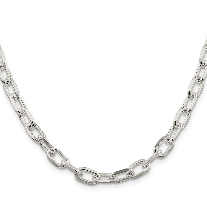 Buy Stylish Diamond-Cut Long Link Cable Chain - 6.65mm Sterling Silver-2