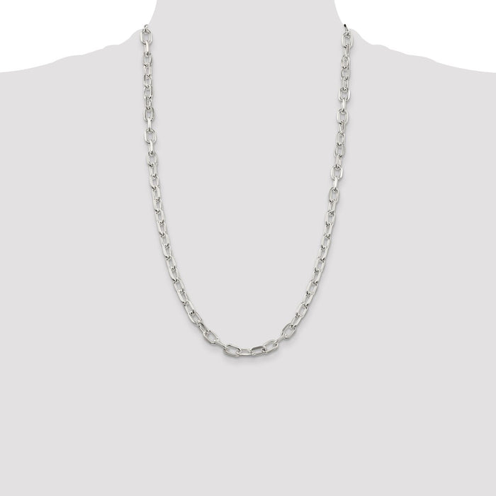 Buy Stylish Diamond-Cut Long Link Cable Chain - 6.65mm Sterling Silver-4