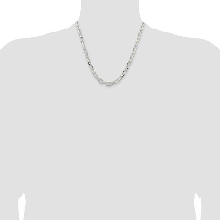High-Quality 7.5mm Diamond-Cut Sterling Silver Chain Necklace - Stylish Value!-4