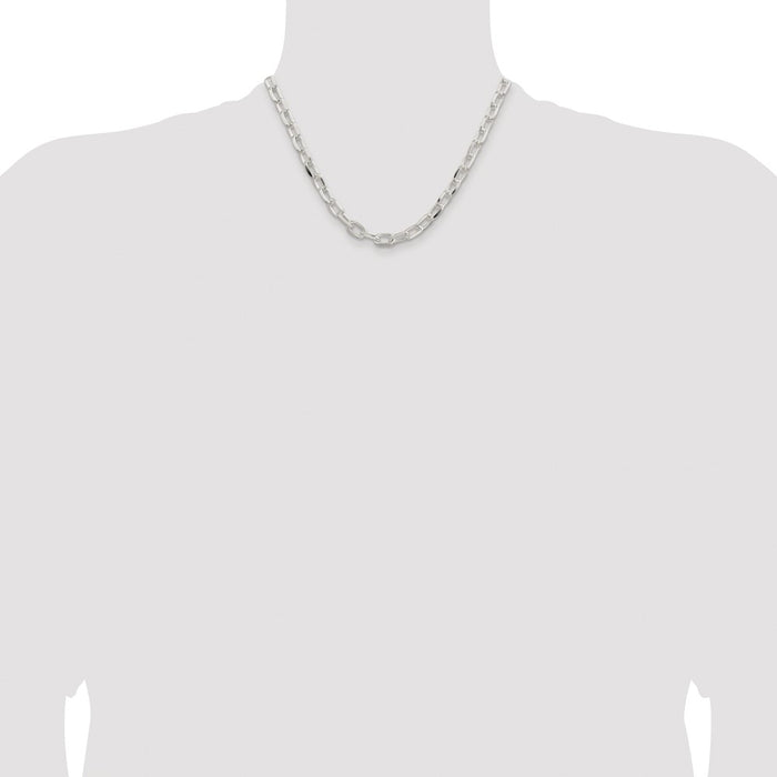 Buy Stylish Rhodium-Plated Sterling Silver 7.5mm Diamond-Cut Chain - Luxury Value!-4