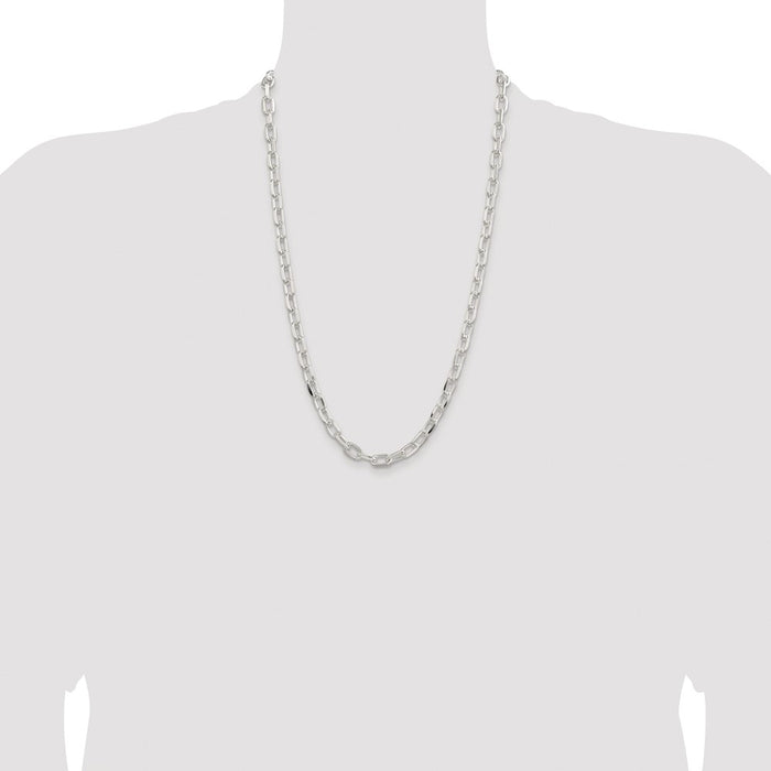 High-Quality Rhodium-Plated Sterling Silver 7.5mm Diamond-Cut Chain - Stylish Value!-4