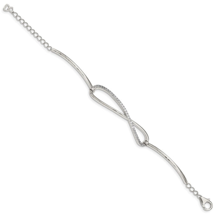 Shop Stylish Rhodium-Plated Sterling Silver Infinity Bracelet with 33 CZ Stones-2