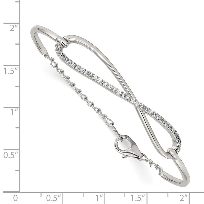 Shop Stylish Rhodium-Plated Sterling Silver Infinity Bracelet with 33 CZ Stones-3