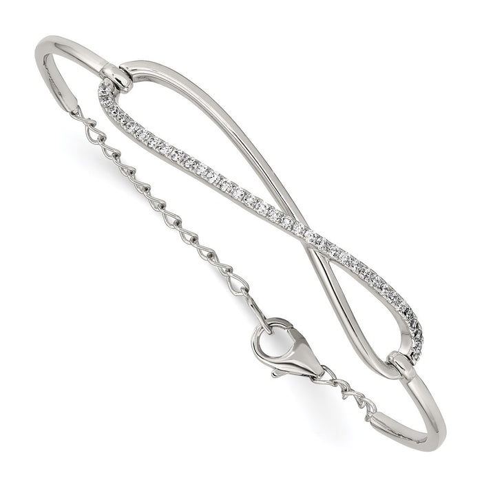 Shop Stylish Rhodium-Plated Sterling Silver Infinity Bracelet with 33 CZ Stones-1