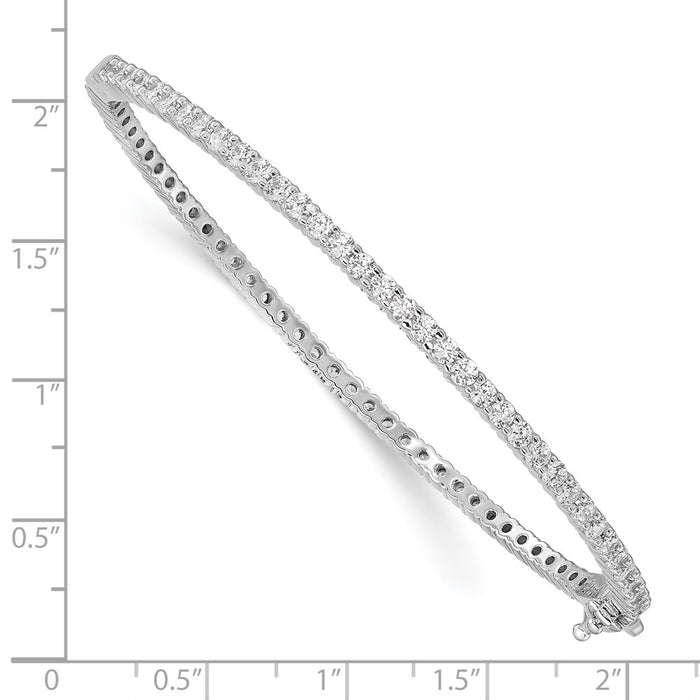 High-Quality Rhodium-Plated Sterling Silver Bangle Bracelet with 68 CZ Stones-3