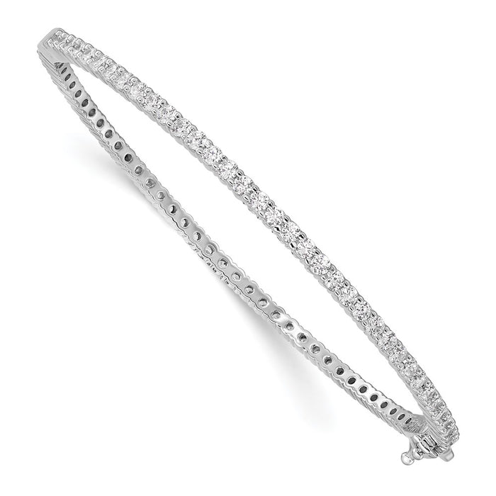 High-Quality Rhodium-Plated Sterling Silver Bangle Bracelet with 68 CZ Stones-1