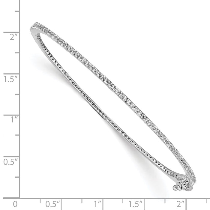 Exclusive Rhodium-Plated Sterling Silver Hinged Bangle Bracelet - 115 CZ Stones-3