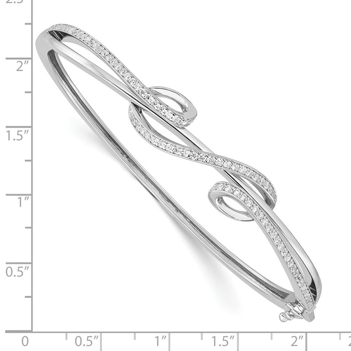 Buy Stylish Rhodium-Plated Sterling Silver Bangle Bracelet with 83 CZ Stones-3
