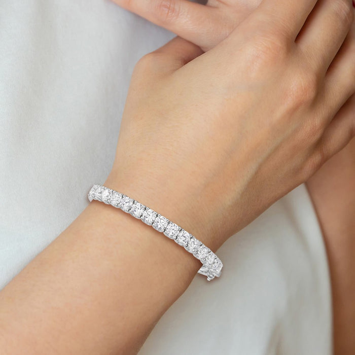 High-Quality Rhodium-Plated Sterling Silver Bangle Bracelet - 15 CZ Stones, Affordable Price-4