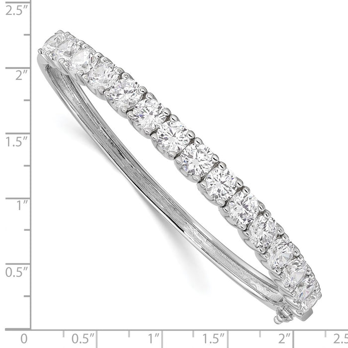 High-Quality Rhodium-Plated Sterling Silver Bangle Bracelet - 15 CZ Stones, Affordable Price-3
