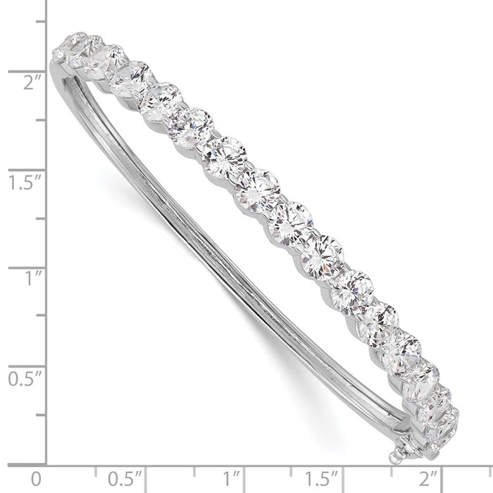 High-Quality 17-Stone CZ Hinged Bangle Bracelet | Rhodium-Plated Silver Value-3