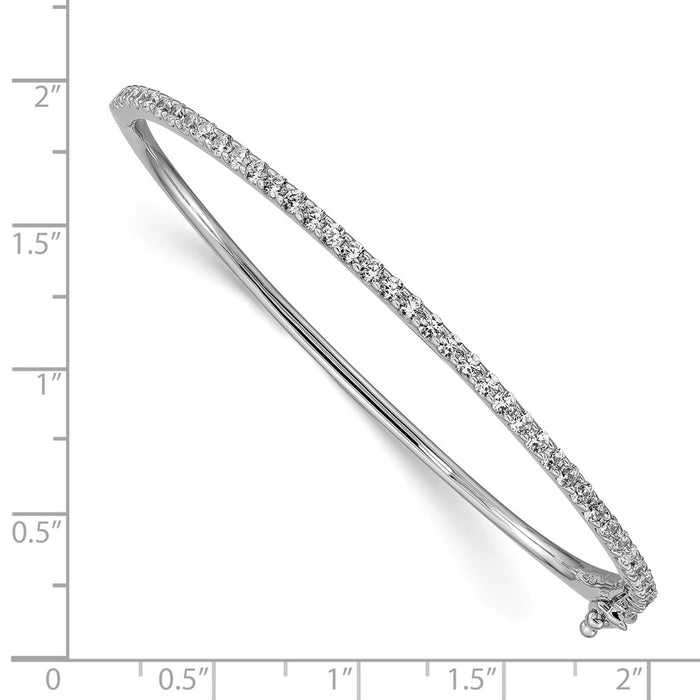 High-Quality Rhodium-Plated Sterling Silver Bangle Bracelet - 41 CZ Stones, Stylish!-3