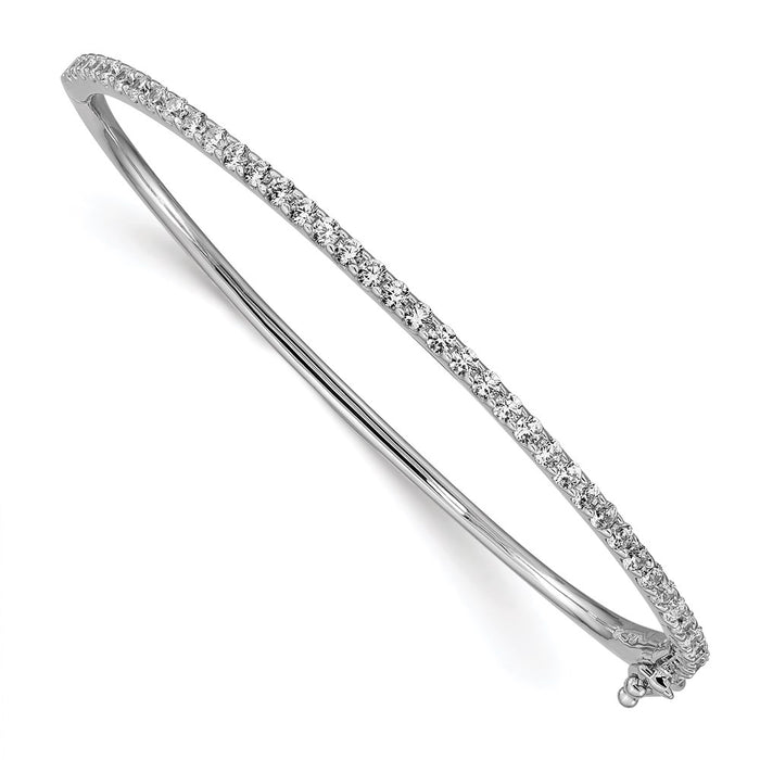 High-Quality Rhodium-Plated Sterling Silver Bangle Bracelet - 41 CZ Stones, Stylish!-1