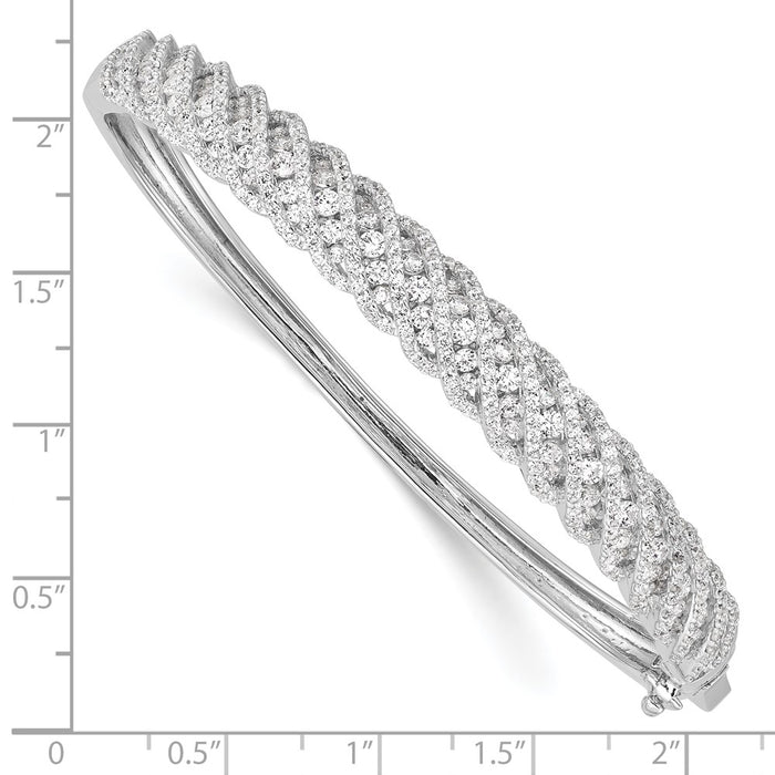 Exclusive Rhodium-Plated Sterling Silver Bangle Bracelet with 349 CZ Stones-2
