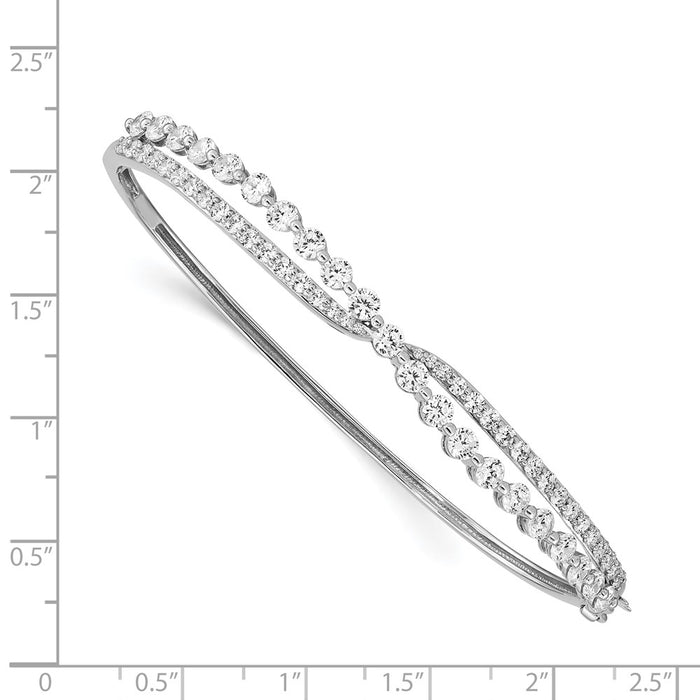 High-Quality Rhodium-Plated Sterling Silver Criss-Cross CZ Bangle - Stylish Value!-3