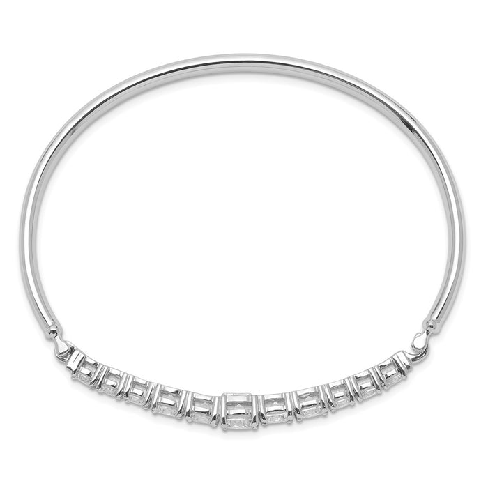 Shop Stylish Rhodium-Plated Graduated CZ Hinged Bangle in Sterling Silver-2