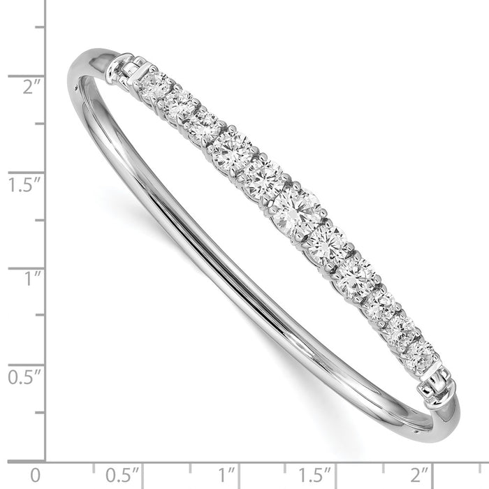 Shop Stylish Rhodium-Plated Graduated CZ Hinged Bangle in Sterling Silver-3