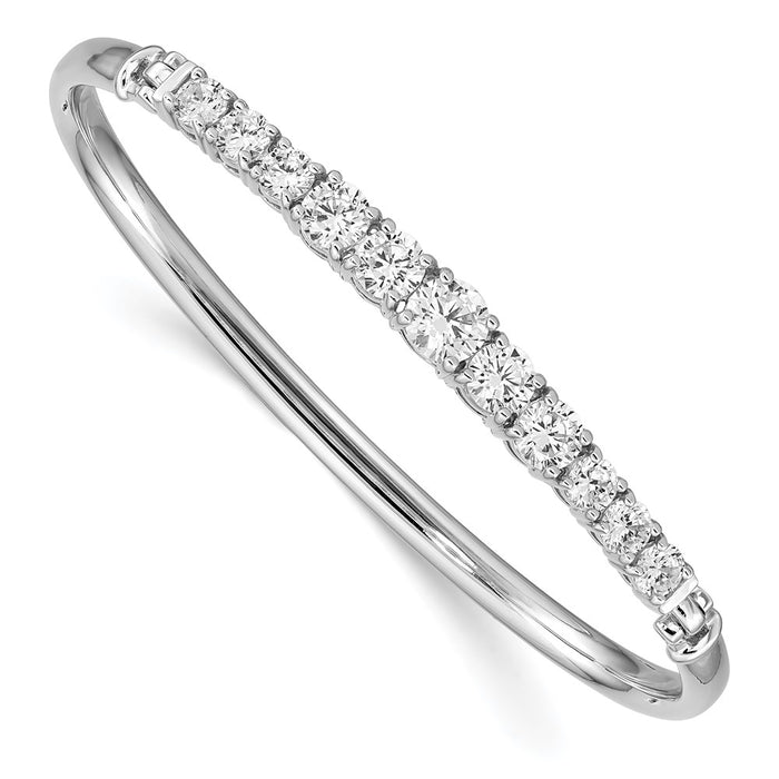 Shop Stylish Rhodium-Plated Graduated CZ Hinged Bangle in Sterling Silver-1