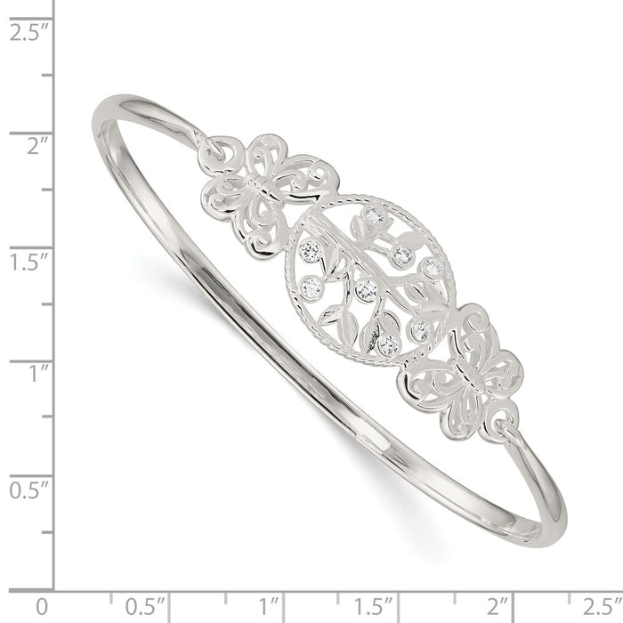 Shop Exclusive Sterling Silver Butterfly Bangle with Cubic Zirconia - Stylish Design-3